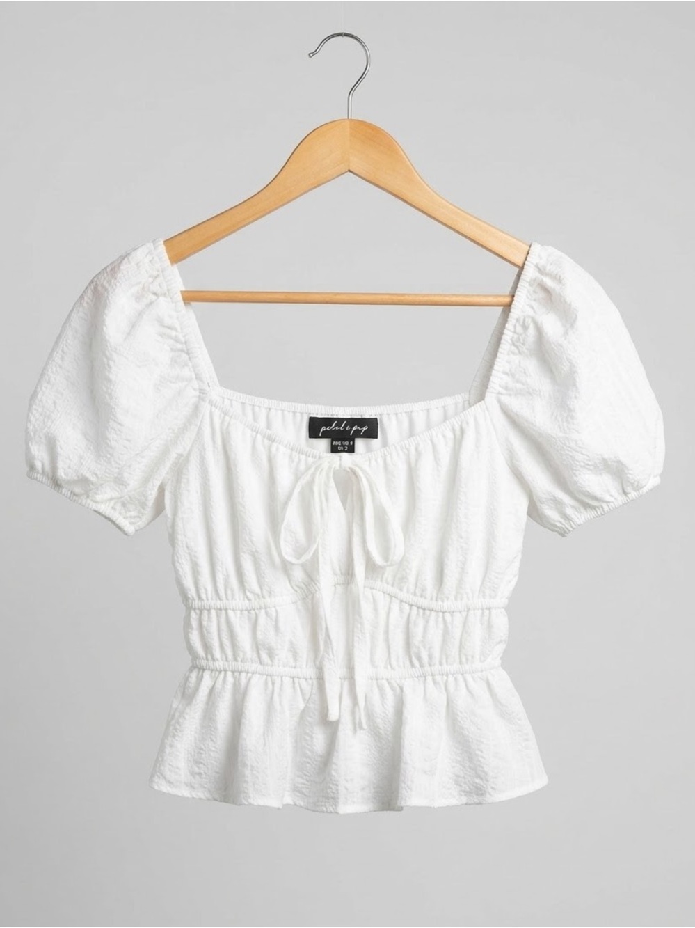 Petal + Pup White Puff Sleeve Smocked Blouse Size 2